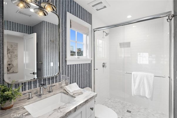 Bathroom, Glass Shower, Interior, Recessed Lighting