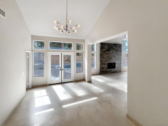 Empty room, Fireplace, Interior, Pendant Lights