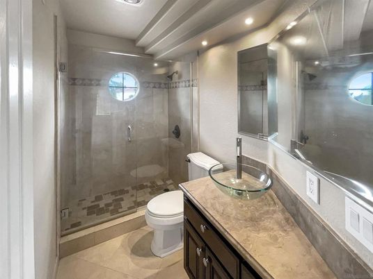 Bathroom, Glass Shower, Interior, Recessed Lighting