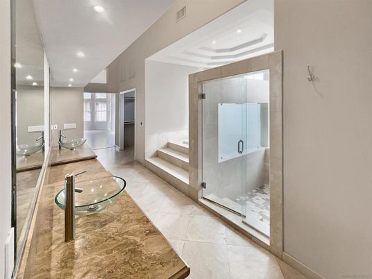 Bathroom, Glass Shower, Interior, Recessed Lighting