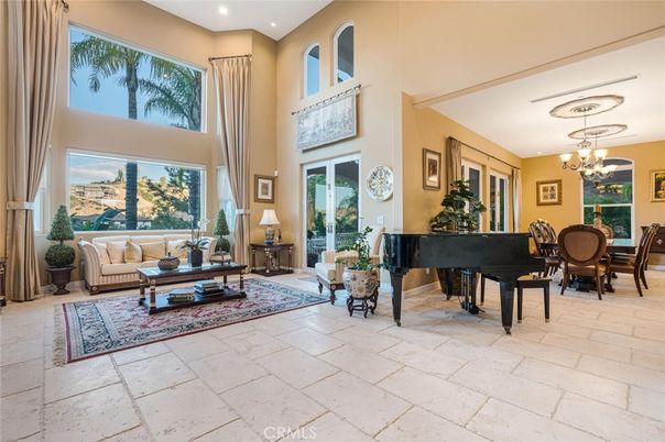 Chandelier, Dining room, Interior, Living room, Pendant Lights, Piano, Recessed Lighting