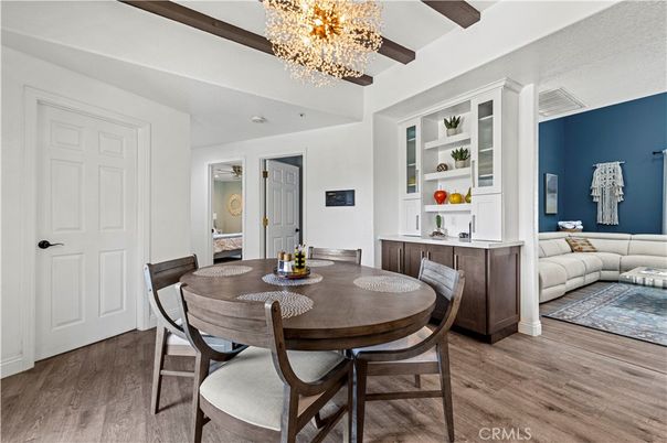 Chandelier, Dining room, Interior, Living room, Wooden Beams, Wood Texture Flooring