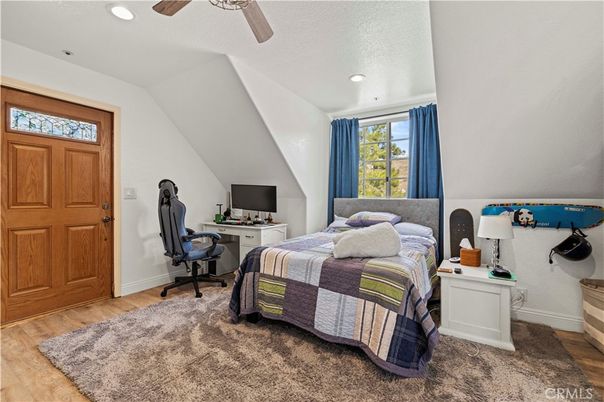 Bedroom, Home Office, Interior, Recessed Lighting, Wood Texture Flooring