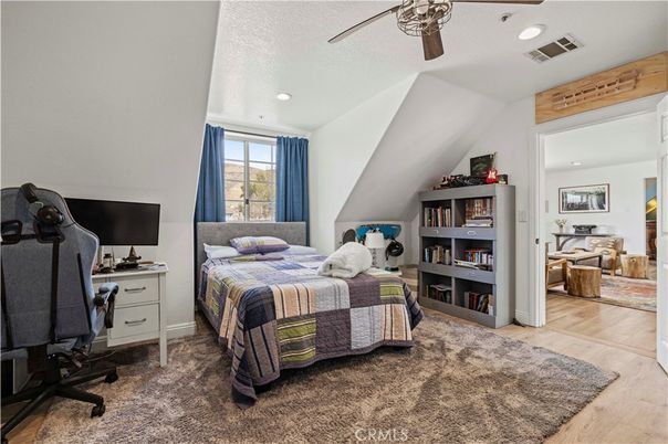 Bedroom, Home Office, Interior, Recessed Lighting, Wood Texture Flooring