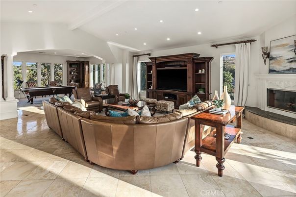 Billiard Table, Fireplace, Game Room, Interior, Living room, Recessed Lighting