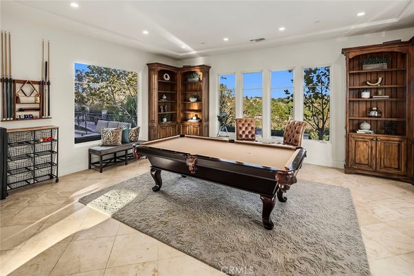 Billiard Table, Game Room, Interior, Recessed Lighting
