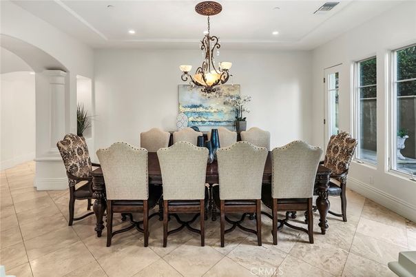 Chandelier, Dining room, Interior, Recessed Lighting
