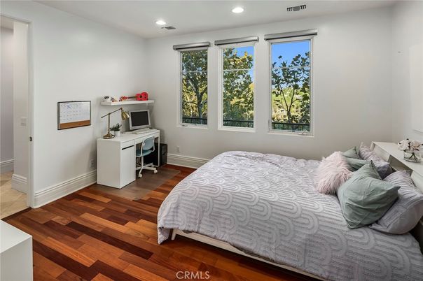 Bedroom, Home Office, Interior, Recessed Lighting, Wood Texture Flooring
