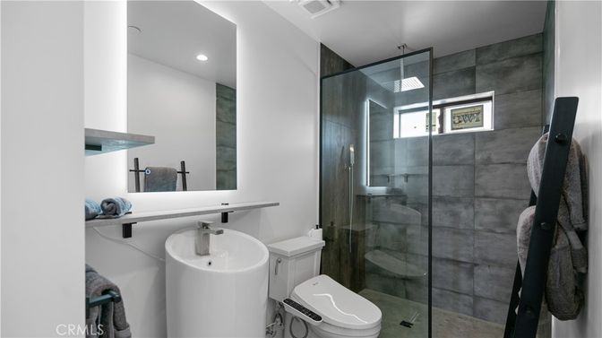 Bathroom, Glass Shower, Interior, Recessed Lighting