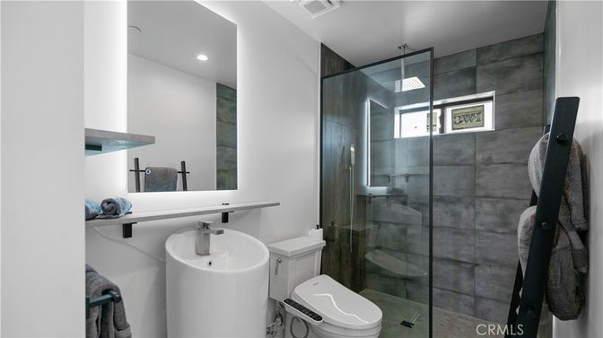Bathroom, Glass Shower, Interior, Recessed Lighting