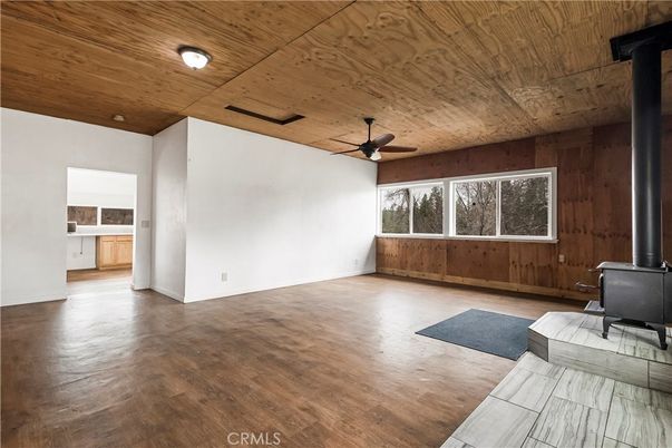 Empty room, Fireplace, Interior, Wooden Ceilings, Wood Texture Flooring, Wooden Walls
