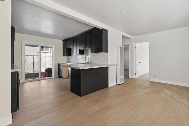 Interior, Kitchen, Recessed Lighting, Wood Texture Flooring
