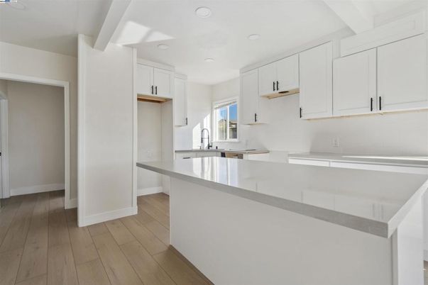 Interior, Kitchen, Recessed Lighting, Wood Texture Flooring
