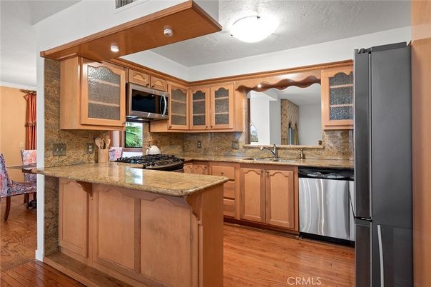 Interior, Kitchen, Stainless Steel Appliances, Wood Texture Flooring