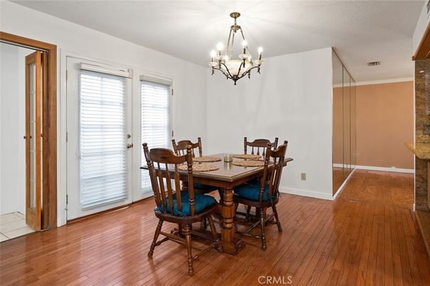 Chandelier, Dining room, Interior, Wood Texture Flooring