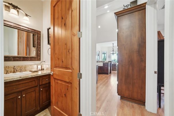Bathroom, Interior, Pendant Lights, Recessed Lighting, Wood Texture Flooring
