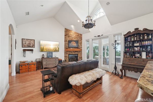 Chandelier, Dining room, Interior, Kitchen, Recessed Lighting, Stainless Steel Appliances, Wood Texture Flooring