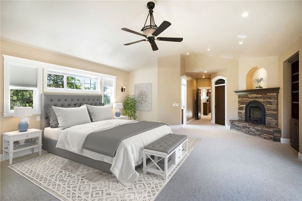 Bedroom, Fireplace, Interior, Recessed Lighting