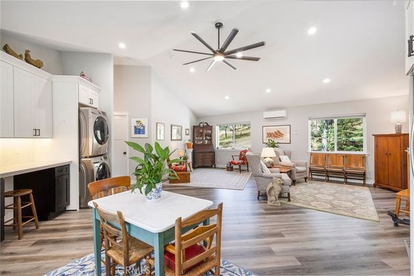 Dining room, Interior, Kitchen, Living room, Pendant Lights, Recessed Lighting, Wood Texture Flooring