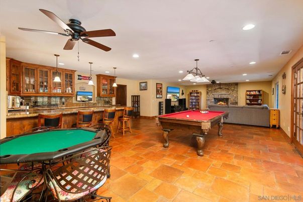 Billiard Table, Fireplace, Game Room, Interior, Pendant Lights, Recessed Lighting