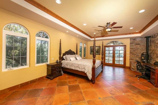 Bedroom, Interior, Recessed Lighting, Stone Walls