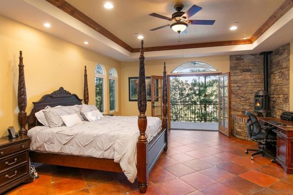 Bedroom, Interior, Recessed Lighting, Stone Walls