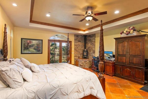 Bedroom, Interior, Recessed Lighting, Stone Walls