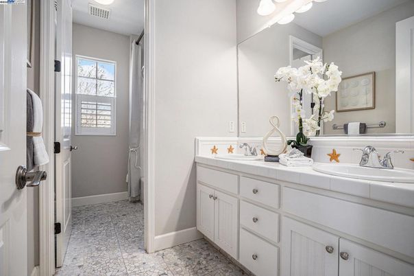 Bathroom, Dual Sink Vanities, Interior, Tile Countertops