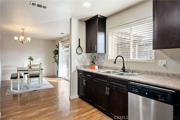 Chandelier, Dining room, Interior, Kitchen, Recessed Lighting, Wood Texture Flooring