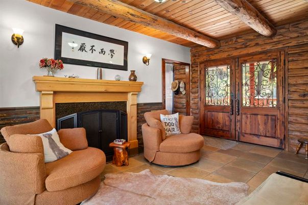 Fireplace, Interior, Living room, Wooden Beams, Wooden Ceilings, Wooden Walls