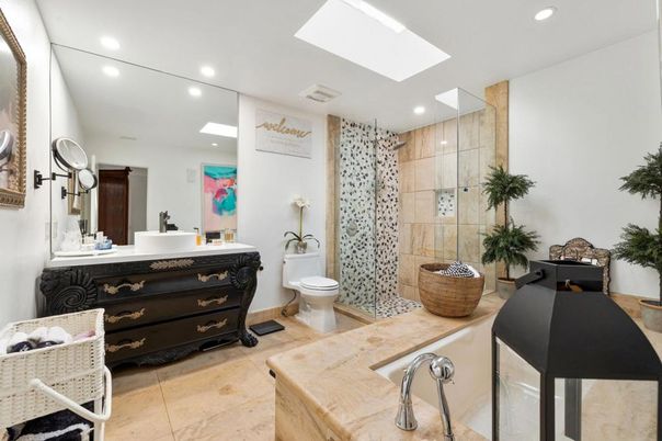 Bathroom, Glass Shower, Interior, Recessed Lighting