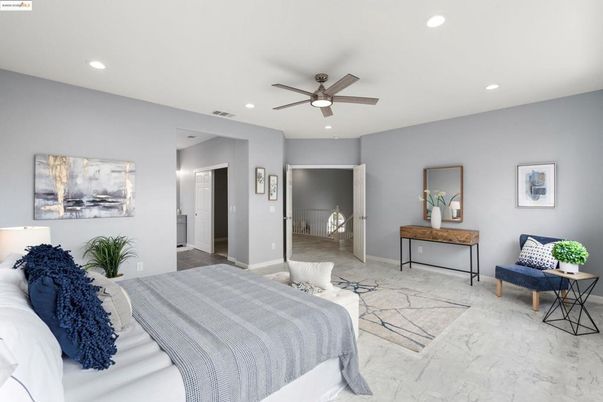 Bedroom, Interior, Marble, Recessed Lighting