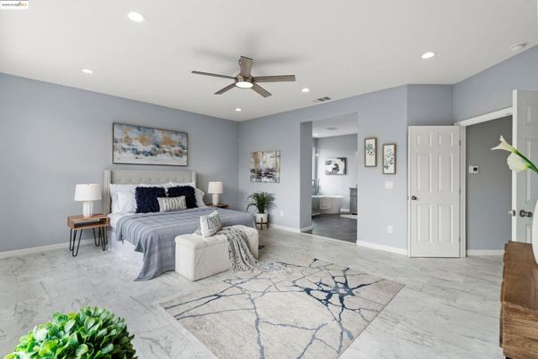 Bedroom, Interior, Marble, Recessed Lighting
