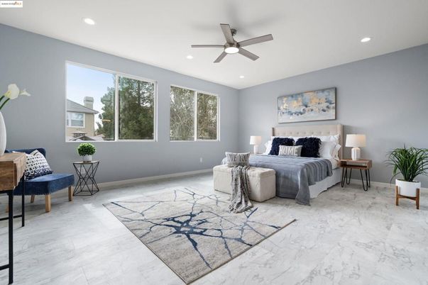 Bedroom, Interior, Marble, Recessed Lighting