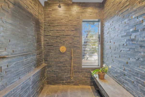 Bathroom, Interior, Stone Walls, Wooden Walls