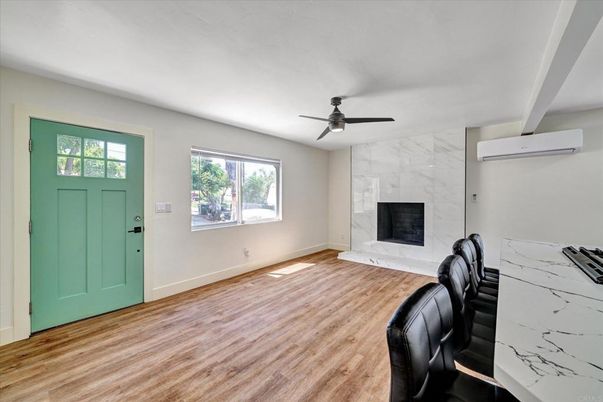 Fireplace, Interior, Marble Walls, Wood Texture Flooring