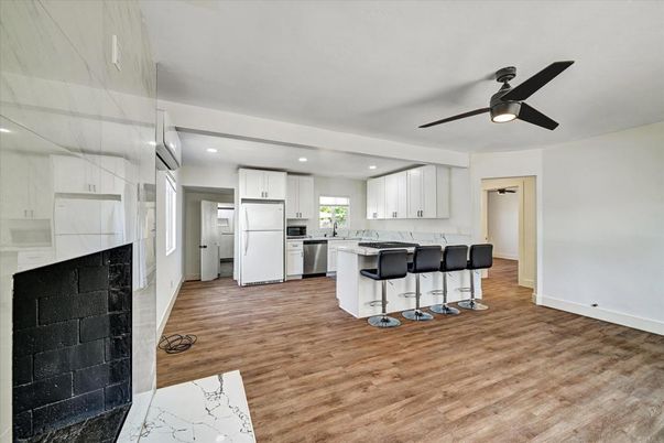 Interior, Kitchen, Recessed Lighting, Wood Texture Flooring