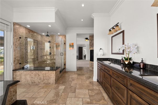 Bathroom, Dual Sink Vanities, Glass Shower, Interior, Recessed Lighting