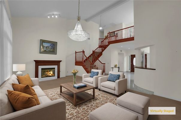 Chandelier, Fireplace, Interior, Living room, Pendant Lights, Recessed Lighting