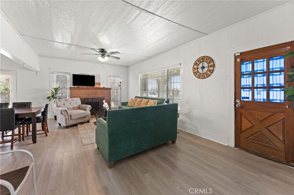 Dining room, Fireplace, Interior, Living room, Wood Texture Flooring
