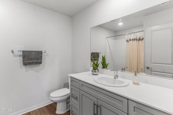 Bathroom, Interior, Recessed Lighting, Wood Texture Flooring