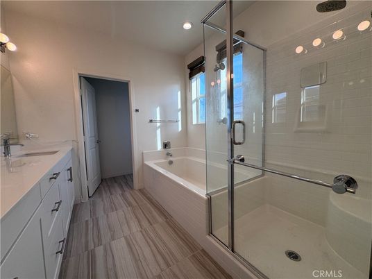 Bathroom, Dual Sink Vanities, Glass Shower, Interior, Recessed Lighting