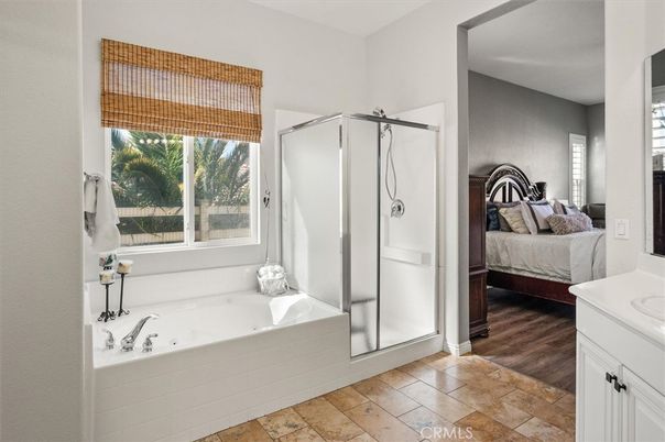 Bathroom, Bedroom, Glass Shower, Interior, Wood Texture Flooring