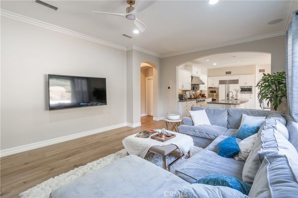 Interior, Kitchen, Living room, Recessed Lighting, Stainless Steel Appliances, Wood Texture Flooring