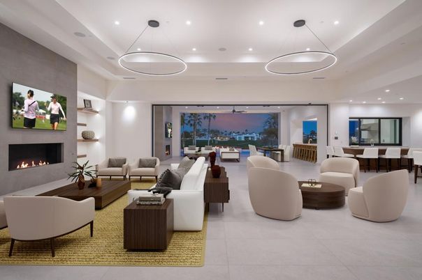 Fireplace, Interior, Living room, Pendant Lights, Recessed Lighting