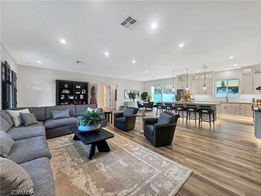 Dining room, Interior, Kitchen, Living room, Pendant Lights, Recessed Lighting, Wood Texture Flooring
