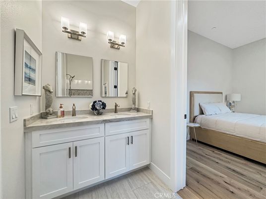 Bathroom, Bedroom, Dual Sink Vanities, Interior, Wood Texture Flooring