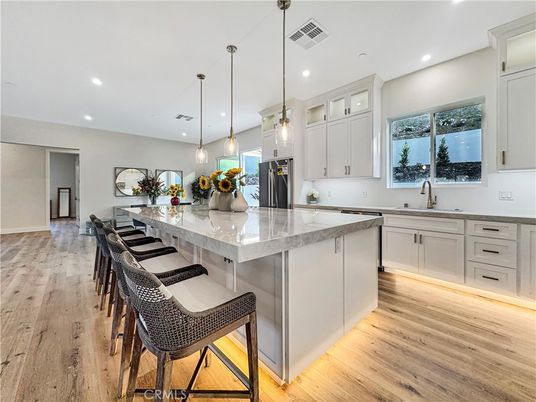 Interior, Kitchen, Pendant Lights, Recessed Lighting, Wood Texture Flooring