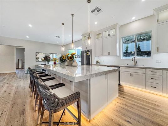 Interior, Kitchen, Pendant Lights, Recessed Lighting, Wood Texture Flooring