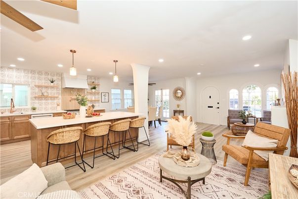 Interior, Kitchen, Pendant Lights, Recessed Lighting, Wood Texture Flooring